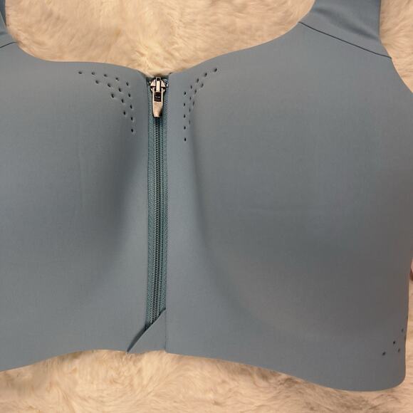 Victoria’s Secret Aqua-Teal Featherweight Max Sports Bra Zip Strappy Back 38C - Picture 5 of 8